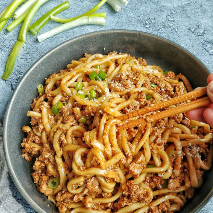 Peanut Butter Pork Udon Noodles